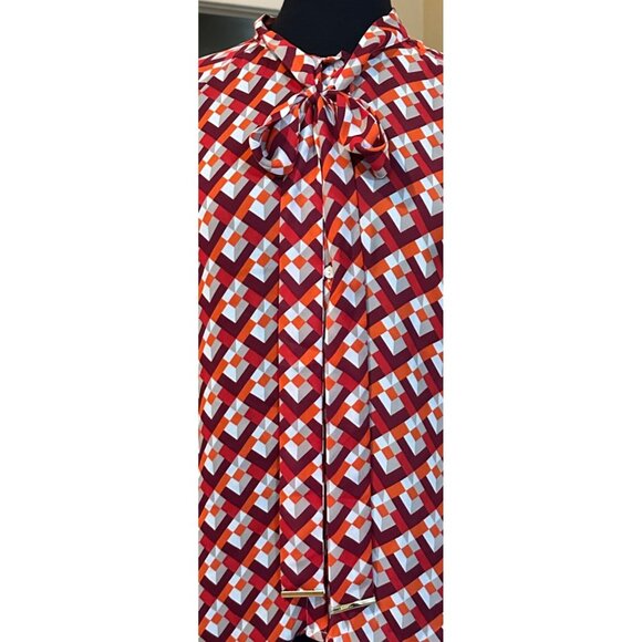 Worthington Brand Geometric Blouse Cap Sleeve 100% Polyester Women's Size S - Picture 11 of 11